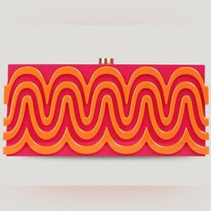 Cult Gaia Yaro Wavy Acrylic Long Clutch Bag